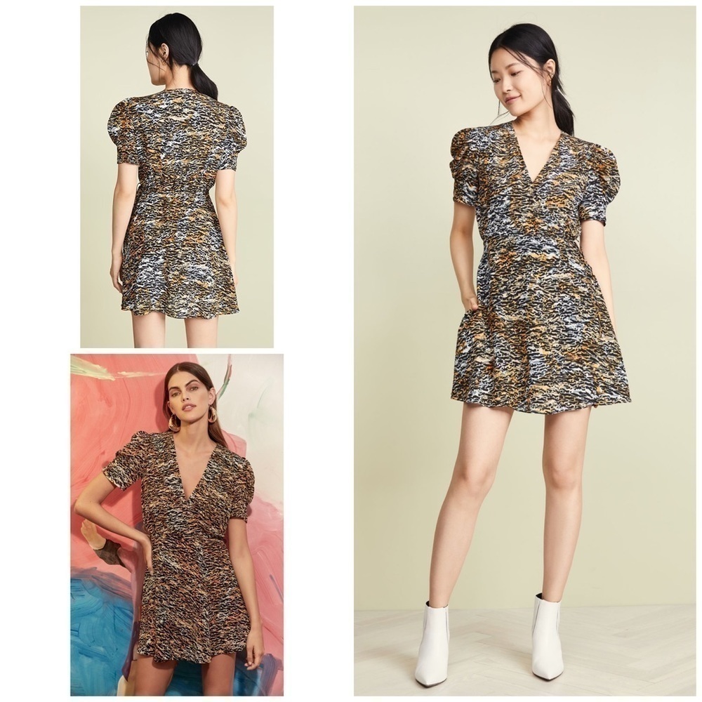 EUC Saloni Lea Ink Tiger Silk Wrap Mini Dress 2